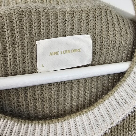 Aime Leon Dore Mens Washed Knit Long Sleeve Sweater, Cotton,Quiet Luxury, Size L - Picture 3 of 10